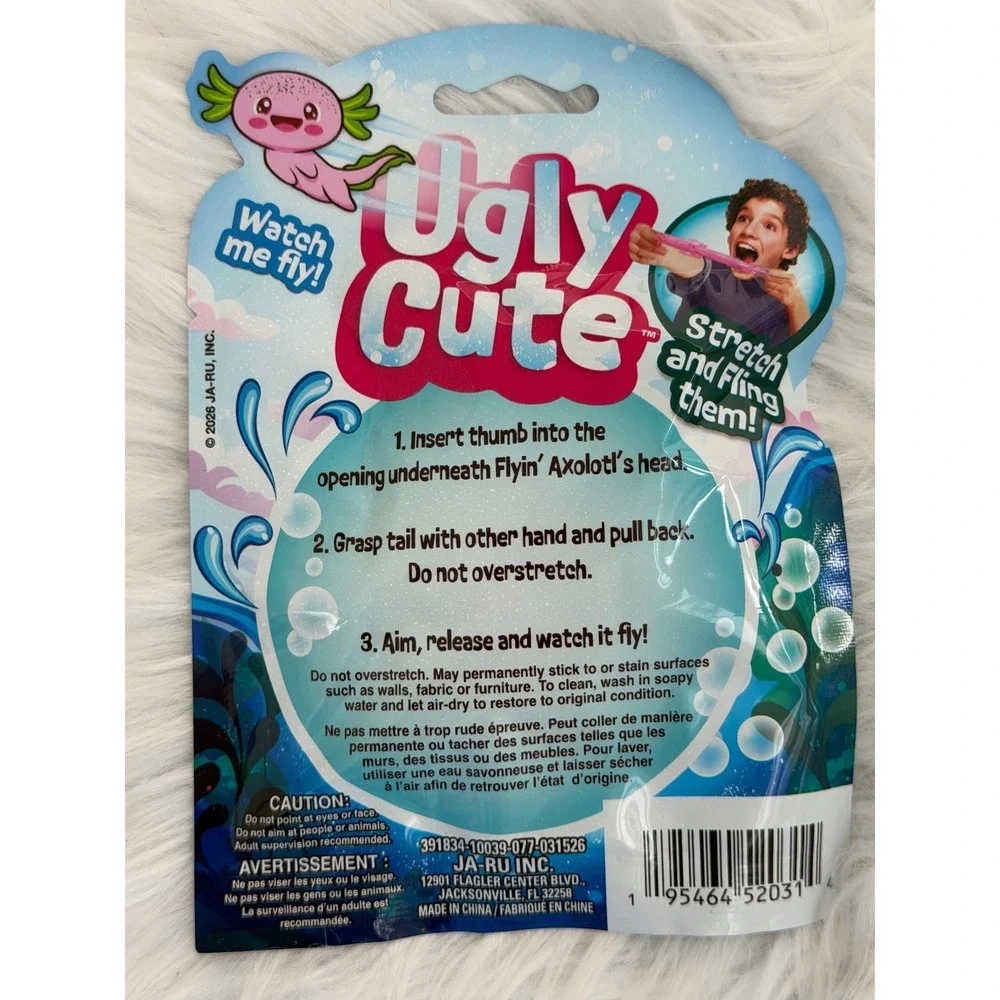 JA-RU Ugly Cute Flyin Axolotls 2 Pack Stretchy Slingshot Fidget Toys Pink Teal